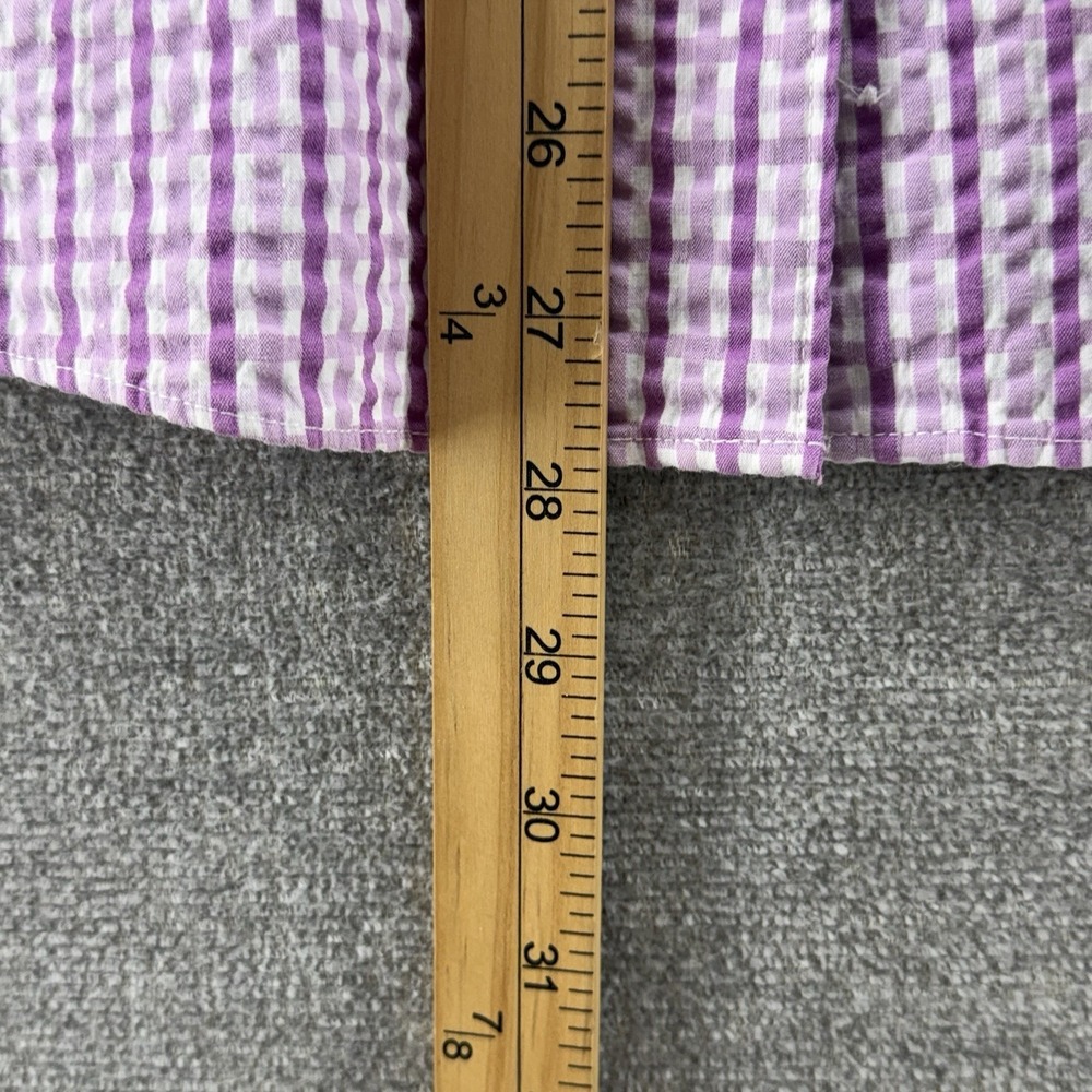 LL Bean Blouse Top Women Size XL Purple Check Seersucker 3/4 Sleeve Casual - Picture 5 of 7